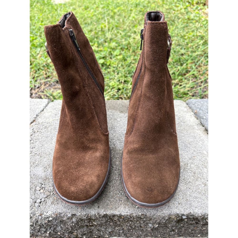 Strictly Comfort Womens Brown Suede Ankle Boots Buckle Block Heel 6M 19963-8